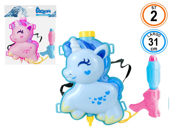 PISTOLA AGUA MOCHILA UNICORNIO