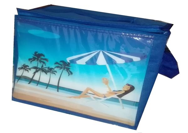 BOLSA NEVERA DECORADA PLAYA 39x34x24cm