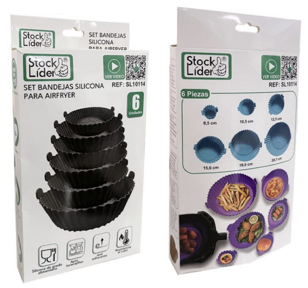 SET BANDEJAS SILICONA FREIDORA AIRE 6pz