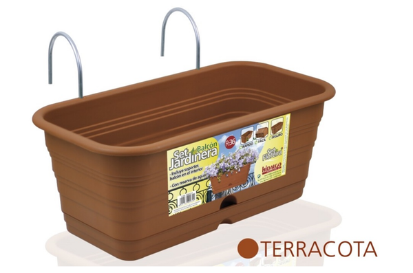 JARDINERA PLASTICO TERRACOTA SOPORTE