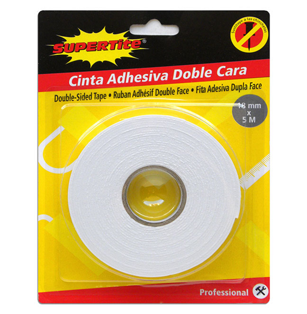 CINTA ADHESIVA DOBLE CARA FINA 18mm x 5m (12)