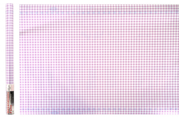 PLASTICO ADHESIVO CUADROS LILA/BLANCO
