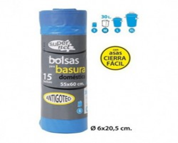 BOLSA DE BASURA AUTOCIERRE 30litros 15ud (50)