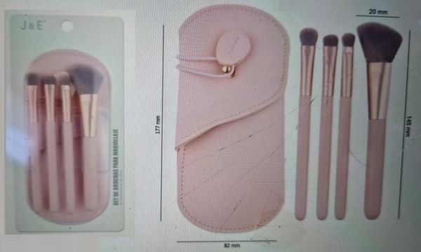 JGO. BROCHAS MAQUILLAJE 4pz+FUNDA