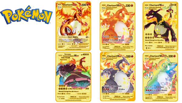 CARTA POKEMON DORADA METAL UNIDAD