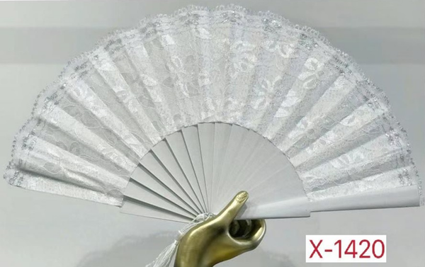 ABANICO 23cm ENCAJE NOVIA