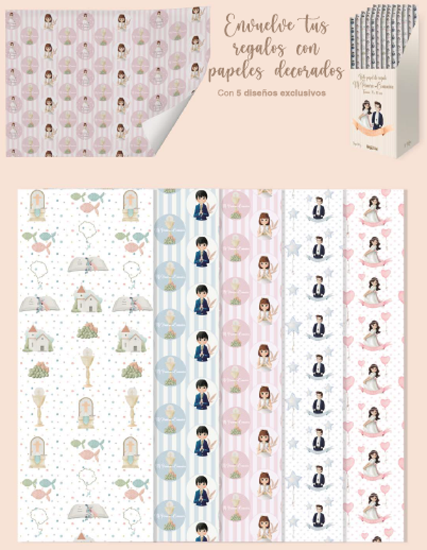 PAPEL DE REGALO ROLLO COMUNION 70x100cm (50)