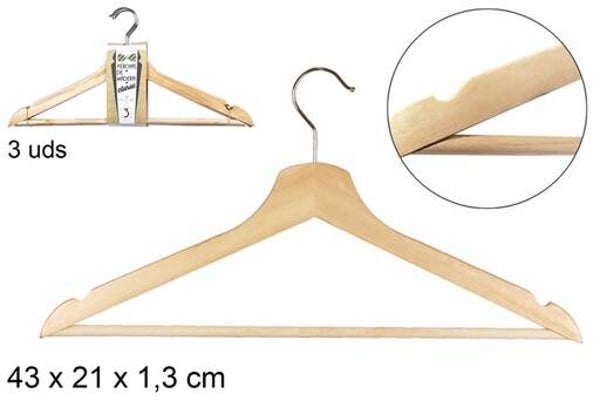 PERCHA ROPA ADULTO MADERA 3ud