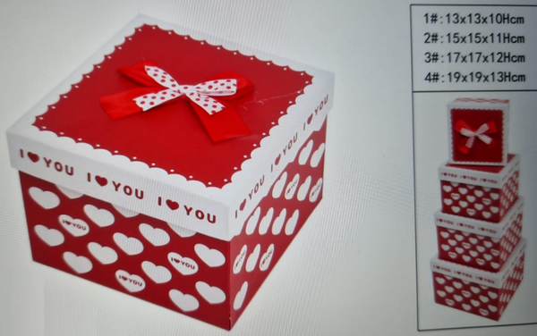 JGO. CAJAS CUADRADAS 4pz ROJAS