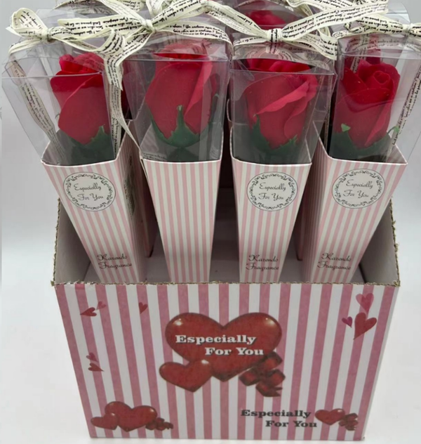 RAMO ROSA ROJA CAJA ACETATO (12)