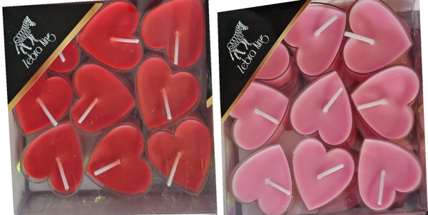SET VELAS AROMA CORAZON 9ud 2SURTIDAS