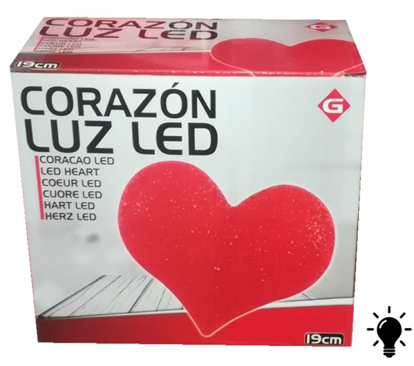 CORAZON LUZ LED CAJA 19cm