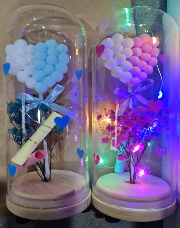 CUPULA CRISTAL LED FLOR ALGODON 14cm