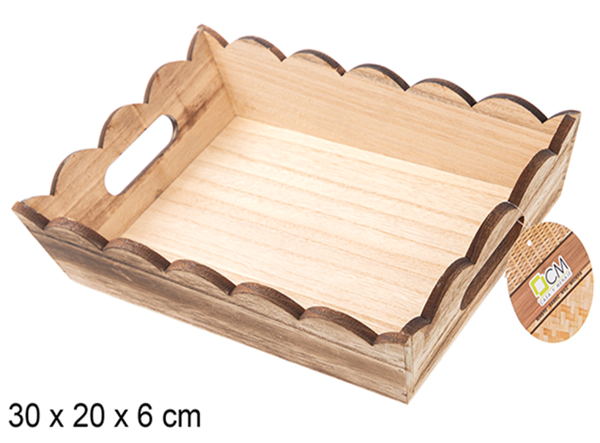 CAJA MADERA ONDULADA MIEL 30x20x6cm