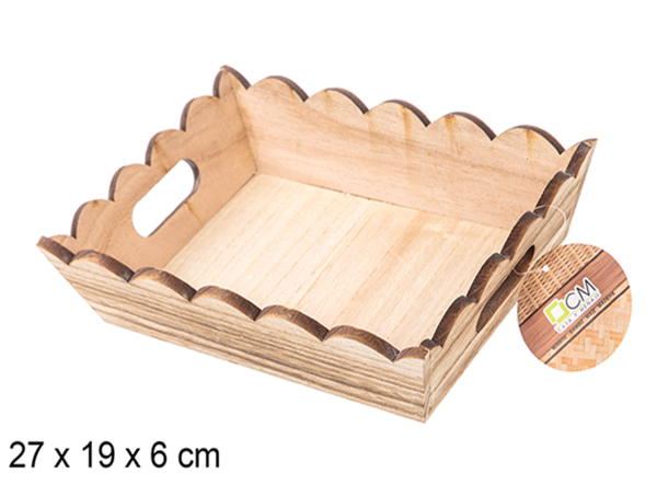 CAJA MADERA ONDULADA MIEL 27x19x6cm
