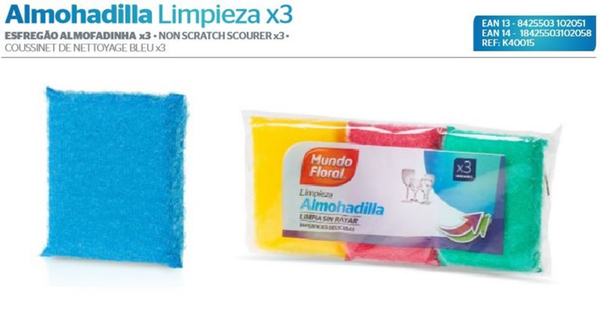 ESTROPAJO ALMOHADILLA 3ud FLORAL (15)
