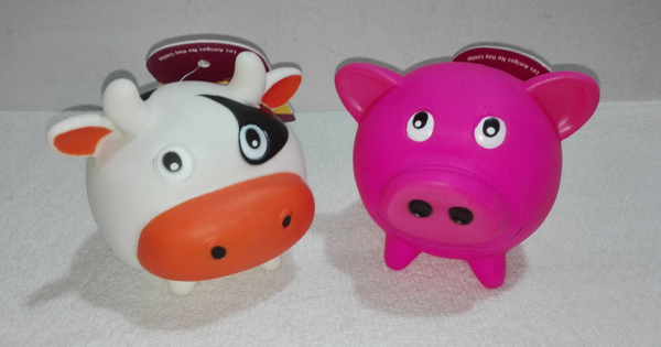 JUGUETE MASCOTAS GOMA VACA/CERDO
