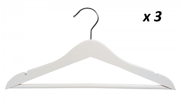 PERCHA MADERA ADULTO 3ud BLANCA