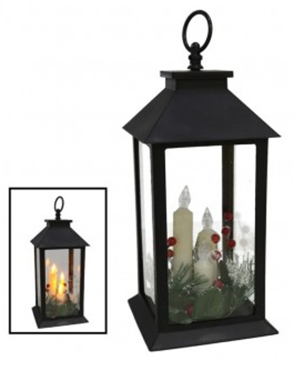 FAROL NEGRO 3VELAS LED NAVIDAD