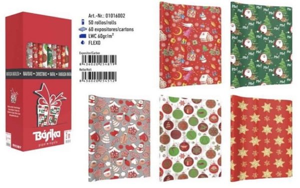 PAPEL DE REGALO ROLLO NAVIDAD 70cm x 2m (50)