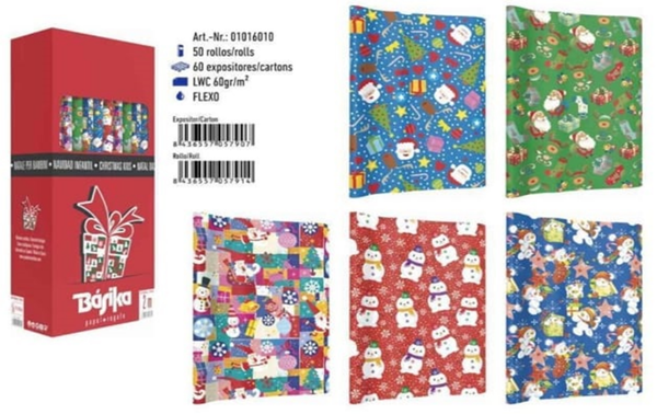 PAPEL DE REGALO ROLLO NAVIDAD 70cm x 2m (50)