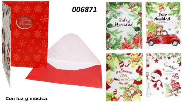 TARJETA FELICITACION LUZ/SONIDO NAVIDAD