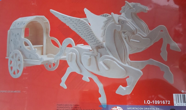 MAQUETA MADERA CARRUAJE UNICORNIOS