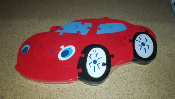PUZZLE MADERA COCHE LETRAS/NUMEROS