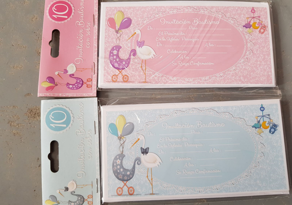 TARJETA INVITACION PARA BAUTIZO 10ud
