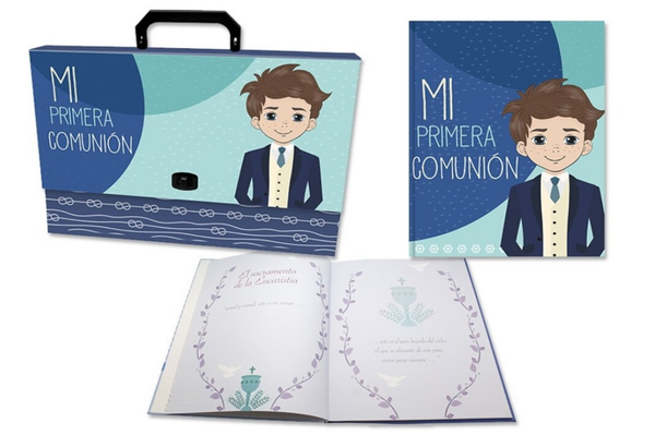 LIBRO FIRMAS COMUNION NIÑO MALETIN