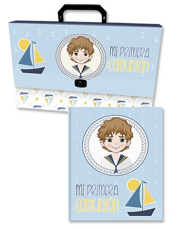 LIBRO FIRMAS COMUNION NIÑO MALETIN