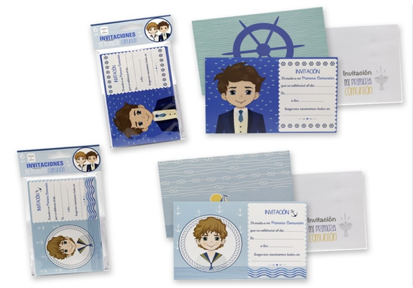 INVITACIONES COMUNION NIÑO 6ud