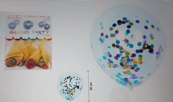 GLOBOS CONFETI COLORES 5ud (12)