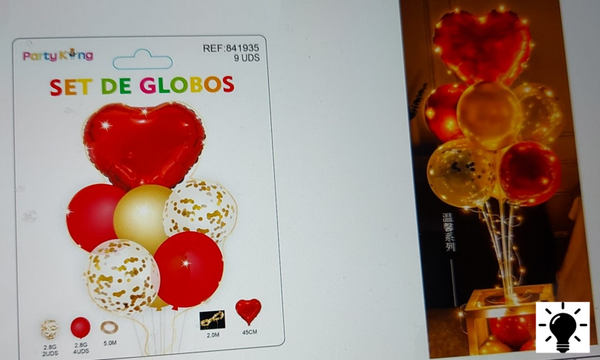 SET DE GLOBOS CORAZON LUZ