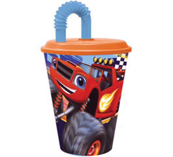 VASO PAJITA MELAMINA MONSTER MACHINES 430ml