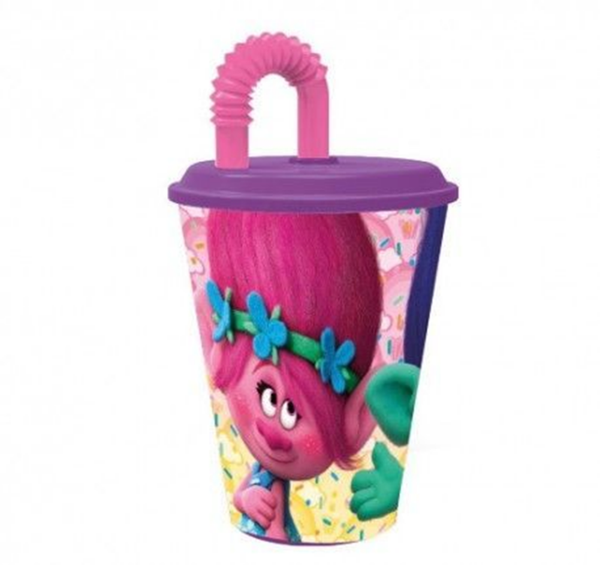 VASO PAJITA MELAMINA TROLLS 430ml