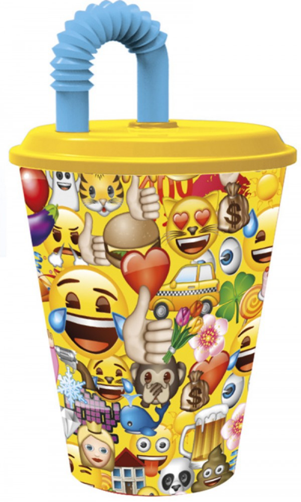 VASO PAJITA MELAMINA EMOTICONOS 430ml