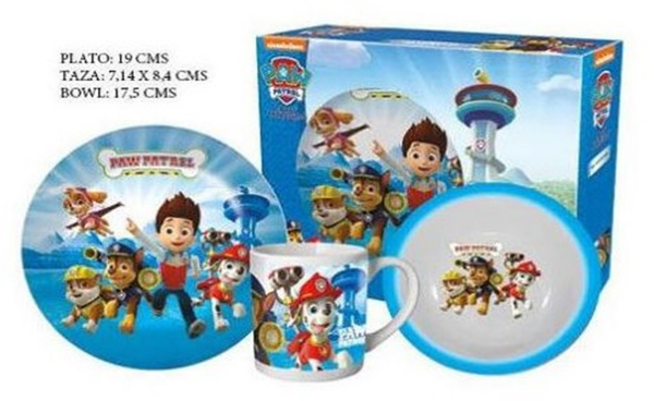 JUEGO DESAYUNO CERAMICA 3pz PAW PATROL