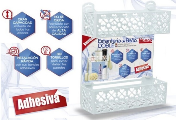 ESTANTERIA BAÑO DOBLE ADHESIVA