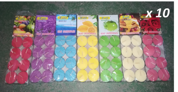 VELAS DE TE COLORES PERFUMADAS 10ud