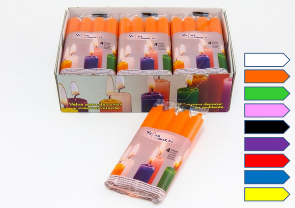 VELAS CILINDRO 4ud COLORES SURTIDOS (12)