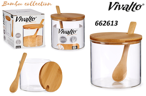 AZUCARERO CRISTAL BAMBU CUCHARA