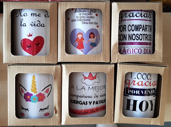 TAZA MUG CERAMICA FRASES CAJA