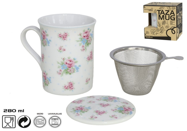 TAZA CERAMICA INFUSIONADOR+TAPA 280ml