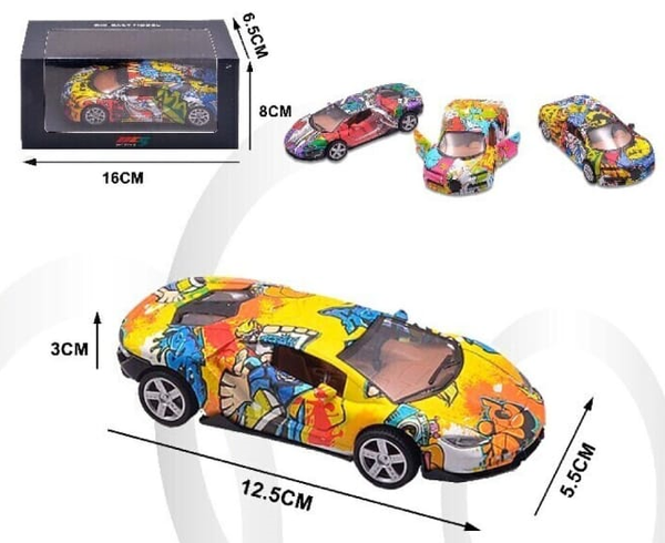 COCHE METAL ABRE PUERTAS DECORADO