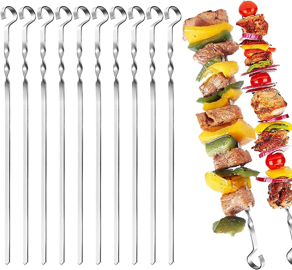 PINCHOS BARBACOA METAL PLANOS 30cm 10ud