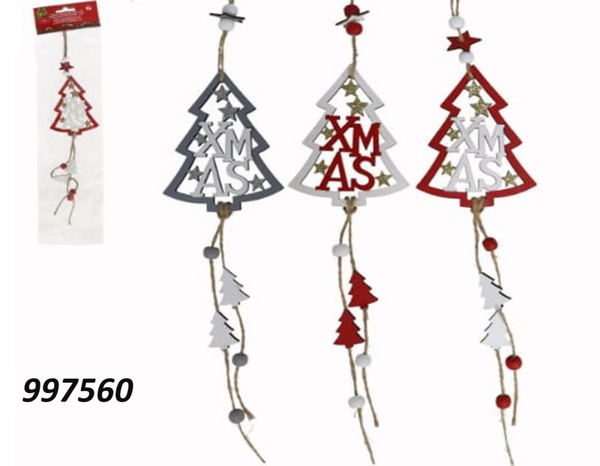 COLGANTE MADERA ARBOL XMAS 3SURTIDOS