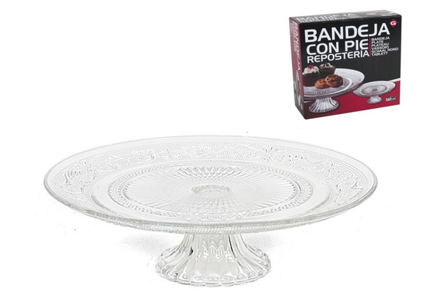 BANDEJA CRISTAL CON PIE REPOSTERIA