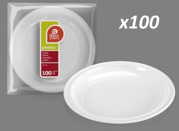 PLATO LLANO PLASTICO DESECHABLE 100ud