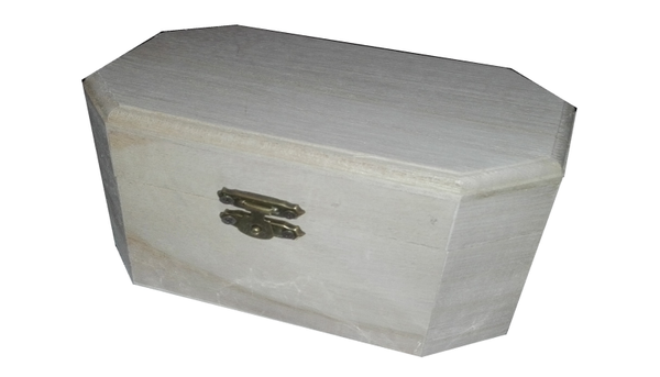 CAJA MADERA CON TAPA HEXAGONAL 14x8cm